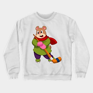 Bear at Ice hockey with Ice hockey stick Crewneck Sweatshirt